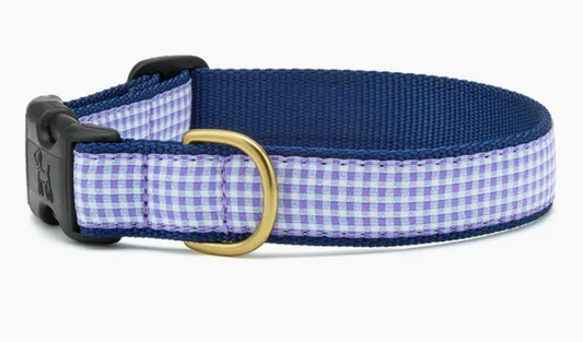 Purple Gingham Dog Collar