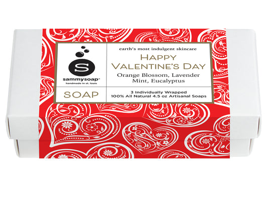 Happy Valentine's Day (Red Hearts Pattern) Three Pack Gift Box
