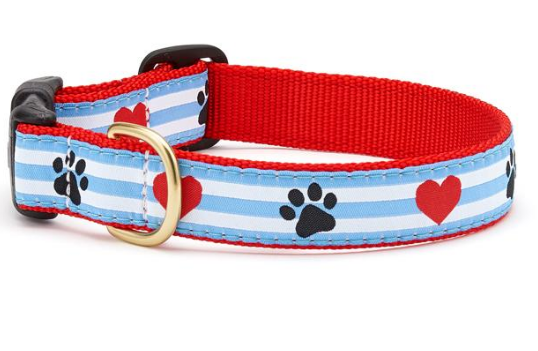 Paw Print Stripe Dog Collar
