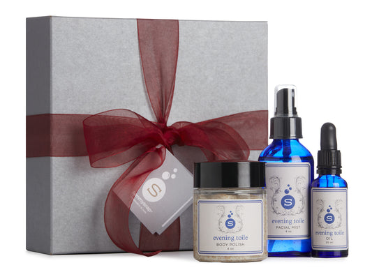 Evening Toile Collection Gift Box: Body Polish, Facial Mist, and Body Oil