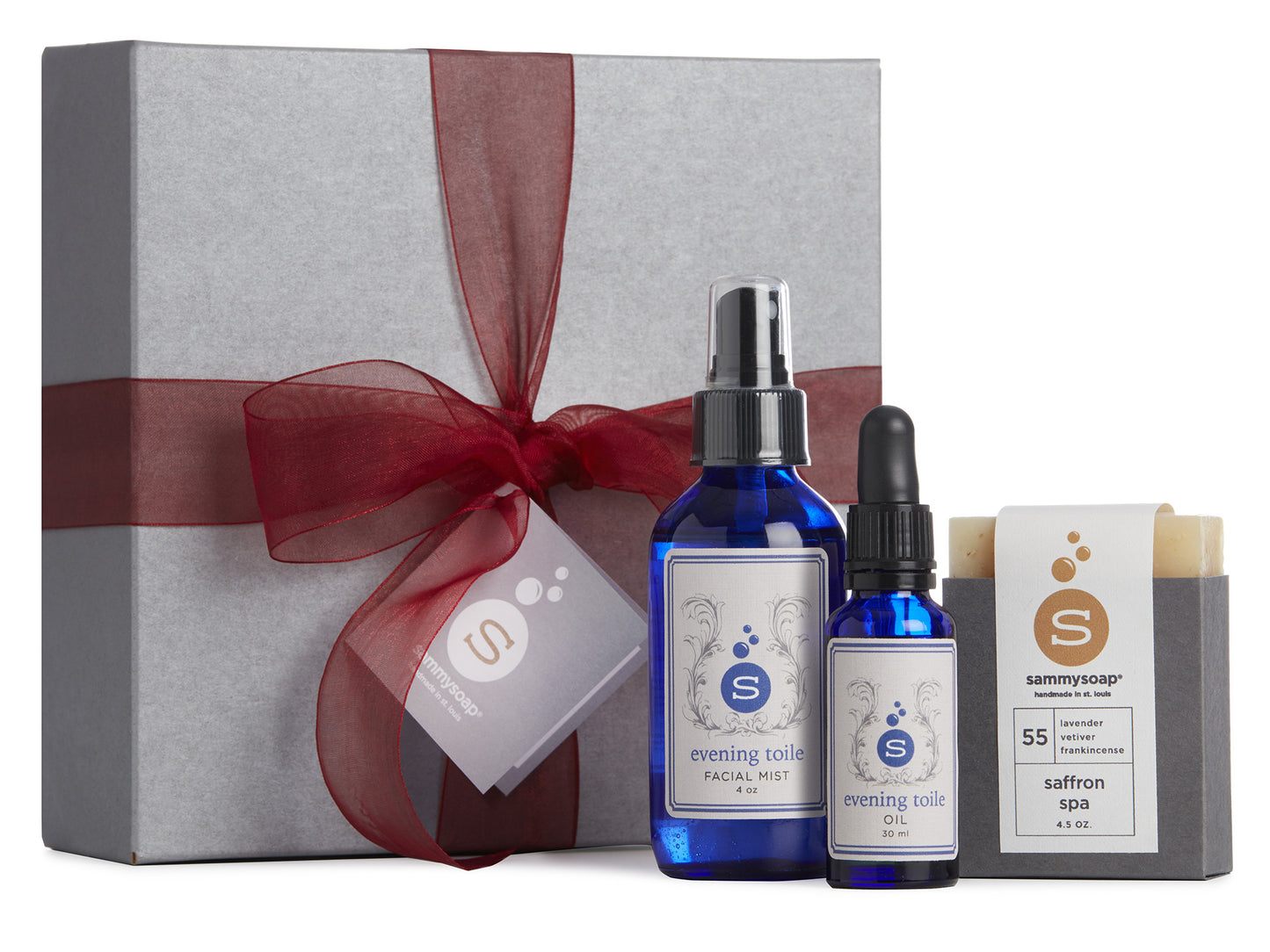 Evening Toile Collection Gift Box: Facial Mist, Body Oil, and All Natural Soap