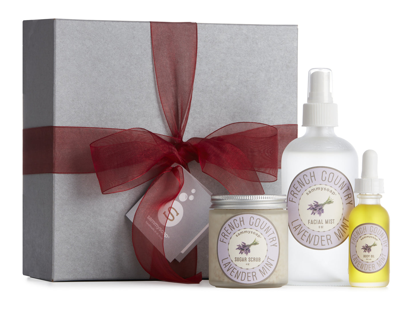 French Country Lavender Mint Collection Gift Box: Body Polish, Facial Mist, and Body Oil
