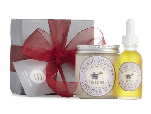 French Country Lavender Mint Collection Gift Box: Body Polish & Oil