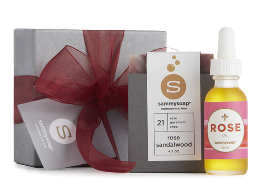 Rose Sandalwood Collection Gift Box: Soap & Oil